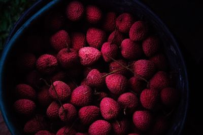 Close-up of raspberries in bowl