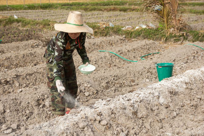 Woman working in farm