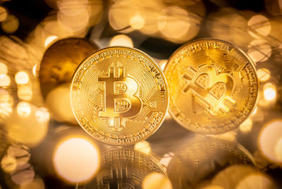 Close-up of illuminated lighting equipment