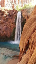 Scenic view of waterfall