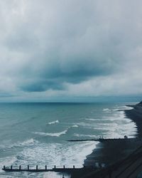 Scenic view of sea against cloudy sky