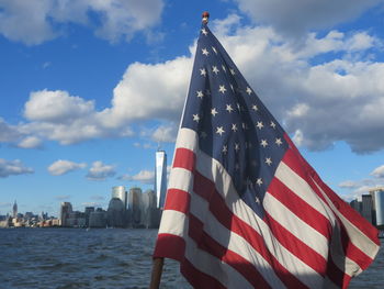 Scenic view of flag against sky