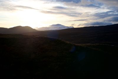 Scenic view of landscape against sky during sunset