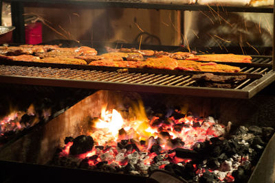 Close-up of meat on barbecue grill