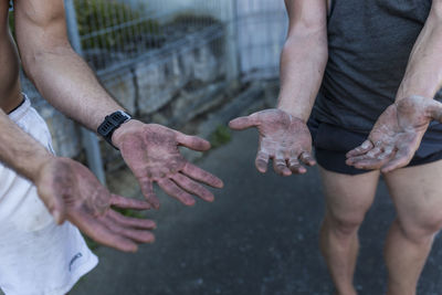 Close-up of dirty hands