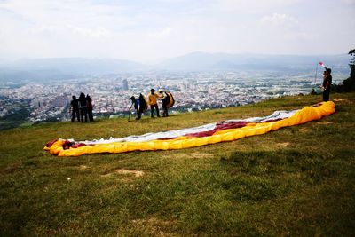 People on mountain landscape