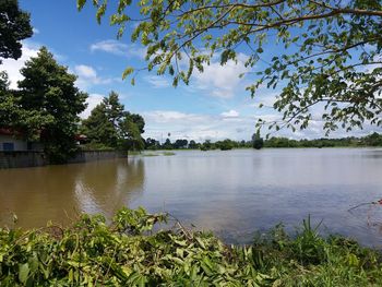 Scenic view of lake against sky