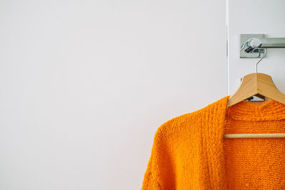 Top view of woman standing against white background