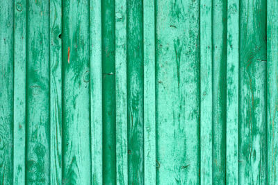 Full frame shot of green wooden fence
