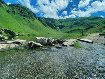 Scenic view of mountains against sky