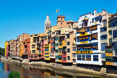 Residential buildings against clear sky