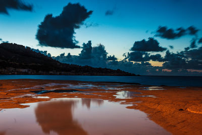 Scenic view of sea against sky at sunset