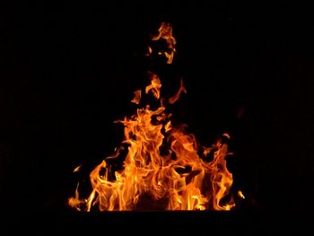 Close-up of bonfire at night