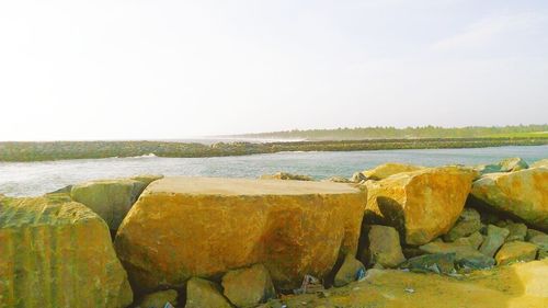 Scenic view of sea against clear sky