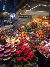 Various fruits for sale at market stall