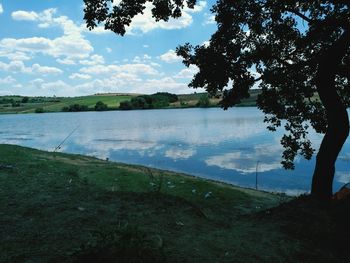 Scenic view of lake against sky