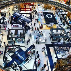 High angle view of people in shopping mall