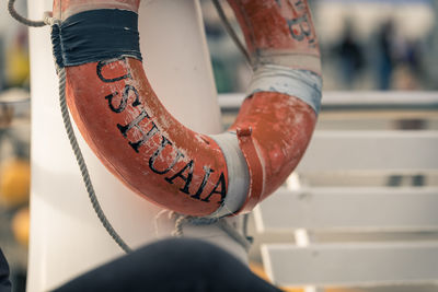 Close-up of woman with text