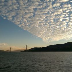 Scenic view of river against sky at sunset