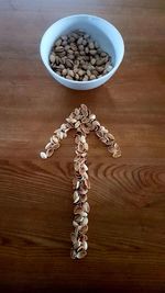 High angle view of bowl on table