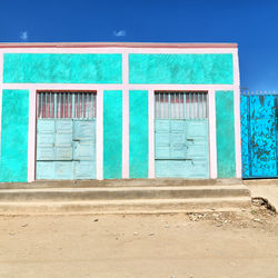 Closed door of building