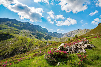 Scenic view of mountains against sky