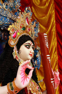 Saraswati idol before immersion at kolkata india.