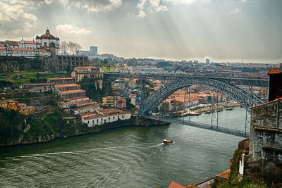 High angle view of bridge over river