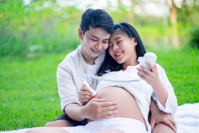 Young couple smiling