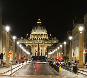 City lit up at night