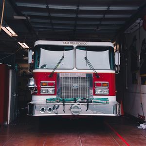 Bus in warehouse