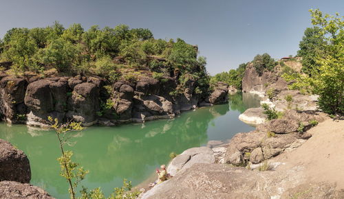 Scenic view of lake against sky