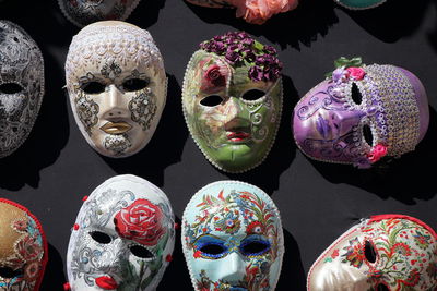 Close-up of multi colored decorations masks