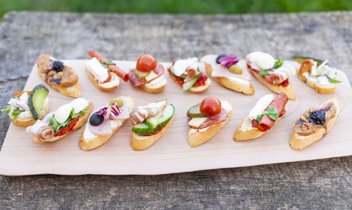 Close-up of food on cutting board