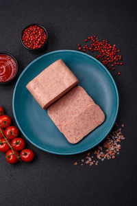 High angle view of food on table