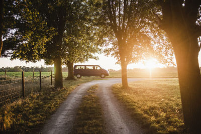 Dirt track at sunset