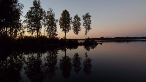 Reflection of trees in calm lake