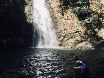 Scenic view of waterfall in forest