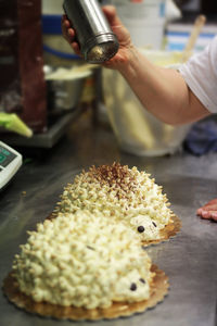 Close-up of person preparing food