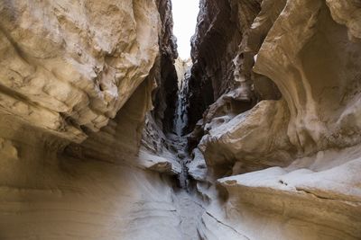 Low angle view of rock formation chahkooh qeshm island 