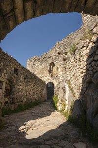 Low angle view of rock formations