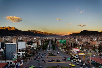 City street at sunset