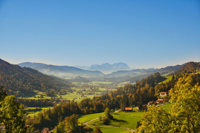 Scenic view of mountains against clear sky