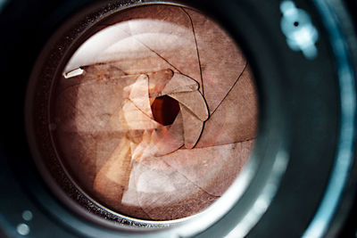 Close-up of hole in glass