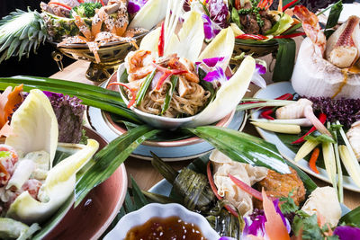 High angle view of fresh vegetables in bowl