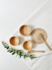 High angle view of food on white background