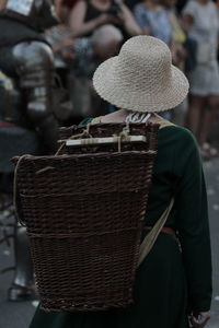 Rear view of woman wearing hat