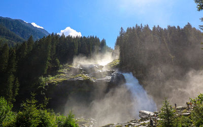 Krimml waterfalls with 380 meters are the highest in europe. august 2020.