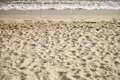 High angle view of surf on beach