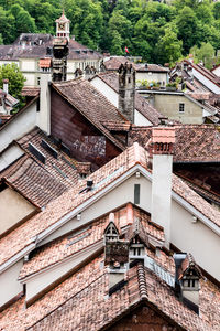 High angle view of buildings in town